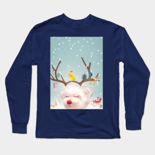 Puppy in Reindeer Antlers Long Sleeve T-Shirt